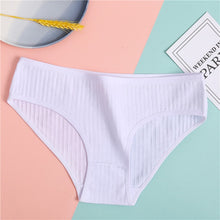 Load image into Gallery viewer, FINETOO Women's Underpants Soft Cotton Panties Girls Solid Color Briefs Striped Panty Sexy Lingerie Female Underwear M-XL Panty