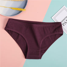 Load image into Gallery viewer, FINETOO Women's Underpants Soft Cotton Panties Girls Solid Color Briefs Striped Panty Sexy Lingerie Female Underwear M-XL Panty
