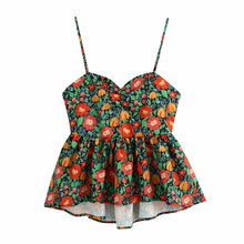 Load image into Gallery viewer, New 2020 women tropical print casual sling blouse lady sexy backless lace up spaghetti strap shirt chic beach blusas tops LS6615

