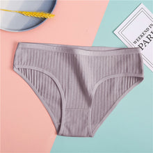 Load image into Gallery viewer, FINETOO Women's Underpants Soft Cotton Panties Girls Solid Color Briefs Striped Panty Sexy Lingerie Female Underwear M-XL Panty
