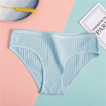 Load image into Gallery viewer, FINETOO Women's Underpants Soft Cotton Panties Girls Solid Color Briefs Striped Panty Sexy Lingerie Female Underwear M-XL Panty
