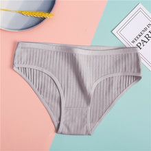 Load image into Gallery viewer, FINETOO Women's Underpants Soft Cotton Panties Girls Solid Color Briefs Striped Panty Sexy Lingerie Female Underwear M-XL Panty
