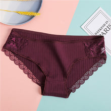 Load image into Gallery viewer, FINETOO Women's Underpants Soft Cotton Panties Girls Solid Color Briefs Striped Panty Sexy Lingerie Female Underwear M-XL Panty
