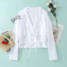 Load image into Gallery viewer, Zevity New 2020 women fashion solid color casual poplin blouse ladies chic long sleeve lace up shirts femininas tops LS6826
