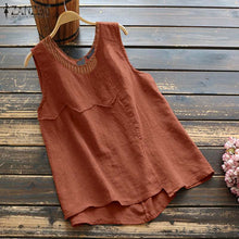 Load image into Gallery viewer, 2020 ZANZEA Fashion Tank Tops Women's Summer Blouse Casual Sleeveless Blusas Female Cotton O Neck Tops Chemise Plus Size Tunic
